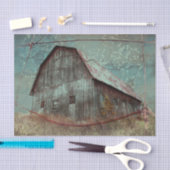 Blauwgroen Barn  textielontvlechting in het land Tissuepapier (Craft)