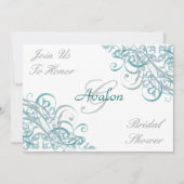 Blauwgroen Baroque Swirls Bridal Shower Kaart (Voorkant)
