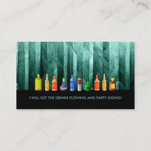 Blauwgroen Bartender Visitekaartjes (Achterkant)