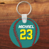 Blauwgroen Baseball Keychain for Sports Fans or At (Voorkant)