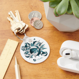 blauwgroen basketballen sterren meisjes sportgesch sleutelhanger