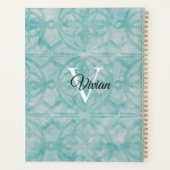 Blauwgroen Batik Elegant Monogram Naam Planner (Achterkant)