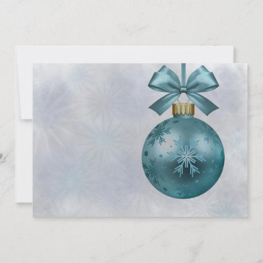 Blauwgroen Bauble Paarse Glitter Script Kerstparty Kaart (Achterkant)