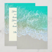 Blauwgroen Beach foto, persoonlijke boodschap en n Bedankkaart (Voorkant / Achterkant)