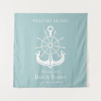 Blauwgroen Beach House Familienaam Anchor