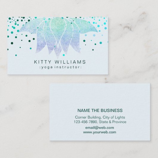 Blauwgroen Beach Lotus Flower Yoga Instructor Conf Visitekaartje (Voorkant / Achterkant)