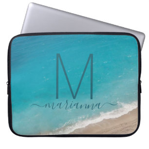 Blauwgroen beach Ocean Waves Laptop Sleeve