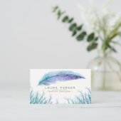 Blauwgroen Beach Waterverf Boho Girly Chic Visitekaartje (Staand voorkant)