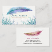 Blauwgroen Beach Waterverf Boho Girly Chic Visitekaartje (Voorkant / Achterkant)