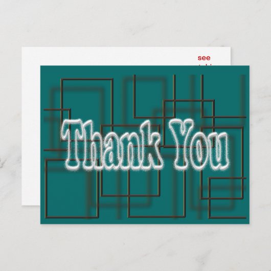 Blauwgroen Bedankt Briefkaart - achtergrondkleur w (Voorkant / Achterkant)
