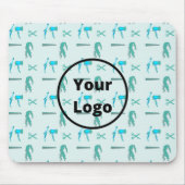 Blauwgroen bedrijfspatroon voor kappers muismat (Voorkant)