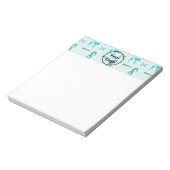 Blauwgroen bedrijfspatroon voor kappers notitieblok (Linkerzijde)