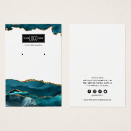 Blauwgroen beeldscherm met rendy & Gold Agate Earr Visitekaartje