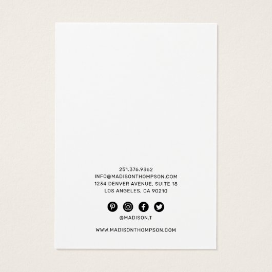 Blauwgroen beeldscherm met rendy & Gold Agate Earr Visitekaartje (Achterkant)