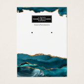 Blauwgroen beeldscherm met rendy & Gold Agate Earr Visitekaartje (Voorkant)