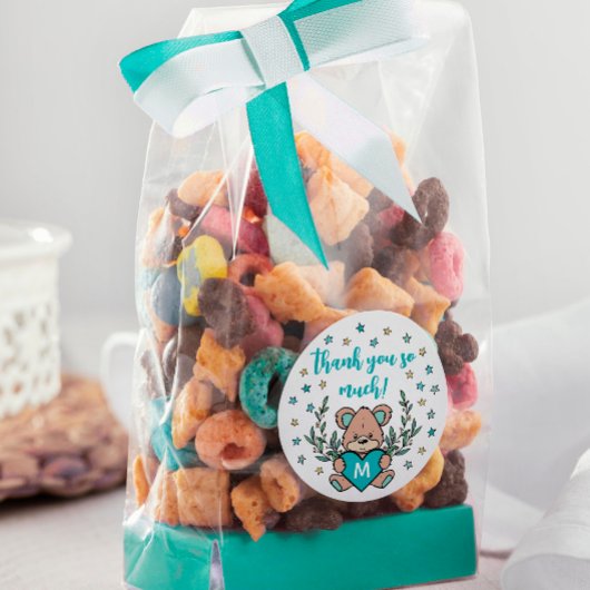 Blauwgroen Beer van het Hart Gewaardeerd Baby show Ronde Sticker