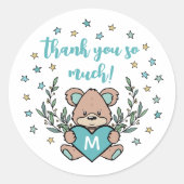 Blauwgroen Beer van het Hart Gewaardeerd Baby show Ronde Sticker (Voorkant)