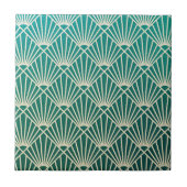 blauwgroen, beige, art nouveau, art deco, ventilat tegeltje (Voorkant)