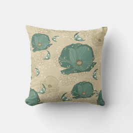 Blauwgroen Beige Aziatische Lily Pad Sierkussen