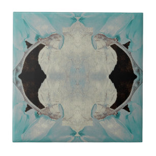  Blauwgroen Beige Black Victoriaans Art Nouveau Tegeltje