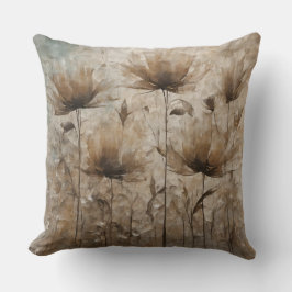 Blauwgroen Beige Bruine Decoratieve Bloemen Kussen