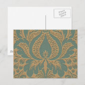 Blauwgroen Beige Damask Briefkaart (Voorkant / Achterkant)