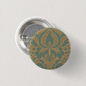 Blauwgroen Beige Damask Button (Voorkant /achterkant)