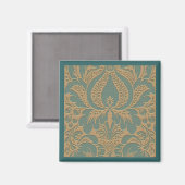 Blauwgroen Beige Damask Magnet (Voorkant / Achterkant)