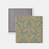 Blauwgroen Beige Damask Magnet (Voorkant / Achterkant)