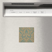 Blauwgroen Beige Damask Magnet (Insitu (Vaatwasser))