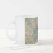 Blauwgroen Beige Damask Matglas Koffiemok (Links)