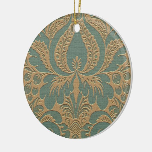 Blauwgroen Beige Damask Ornament (Links)