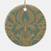 Blauwgroen Beige Damask Ornament (Achterkant)