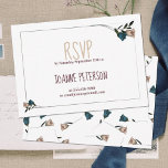 Blauwgroen beige Floral RSVP Enclosure Kaart<br><div class="desc">Deze elegante roos RSVP omhullingskaart is perfect voor blauwgroen en beige florale vleermuis mitzvahs of andere speciale verjaardagsfeestjes. De eenvoudige en traditionele stijl is veelzijdig voor  thema's en is gemakkelijk overdraagbaar aan andere kaarten en briefpapier. Paar met ander botanisch groen en ivoor briefpapier in dit collectie.</div>