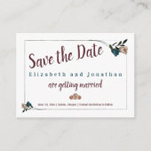  Blauwgroen, beige Roos bruiloft sparen de Datum Advieskaart (Voorkant)