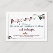 Blauwgroen, Beige Roos Wedding Uitstel Kaart (Voorkant)