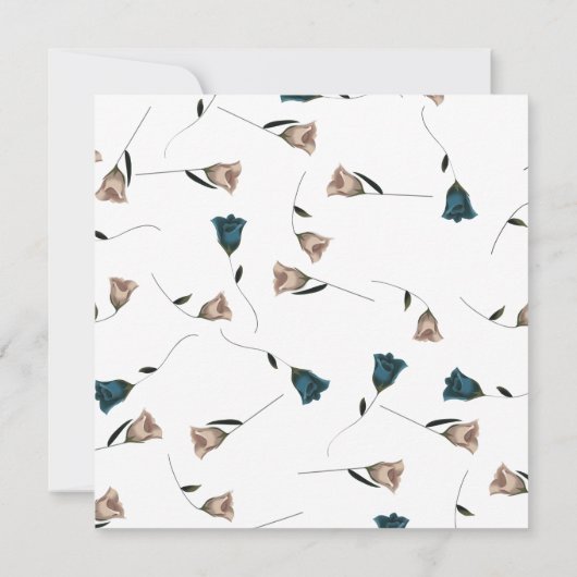 Blauwgroen, beige Rozen huwelijksuitnodiging Kaart (Achterkant)