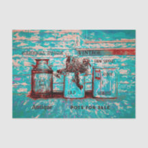  Blauwgroen Beige Rustic Ephemera Art Jugs