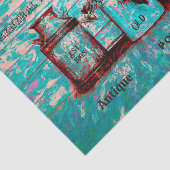 Blauwgroen Beige Rustic Ephemera Art Jugs Tissuepapier (Detail)