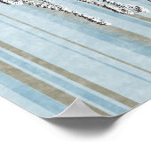 Blauwgroen Beige Shabby Chic Chandelier Wall Art Poster (Hoek)