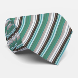 Blauwgroen/beige striped patroon stropdas