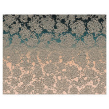 Blauwgroen beige Succulent Floral Metallic Patroon