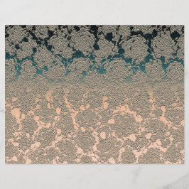 Blauwgroen beige Succulent Floral Metallic Patroon