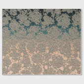 Blauwgroen beige Succulent Floral Metallic Patroon Cadeaupapier (Vlak)