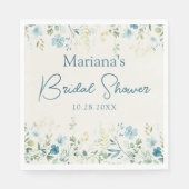 Blauwgroen Beige Wildflower Bloemen Bloemen Vrijge Servet (Voorkant)