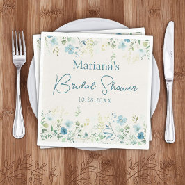 Blauwgroen Beige Wildflower Bloemen Bloemen Vrijge Servet