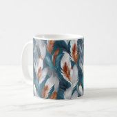 Blauwgroen, beige, witte & grijze veren koffie Mok (Voorkant links)