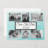 Blauwgroen belletjes Foto Opslaan Datum Aankondigingskaart (Voorkant / Achterkant)