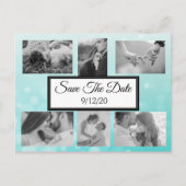 Blauwgroen belletjes Foto Opslaan Datum Aankondigingskaart (Voorkant)