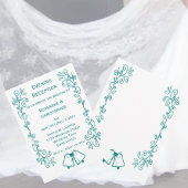 Blauwgroen Bells Scrollwork bruiloft receptie Kaart